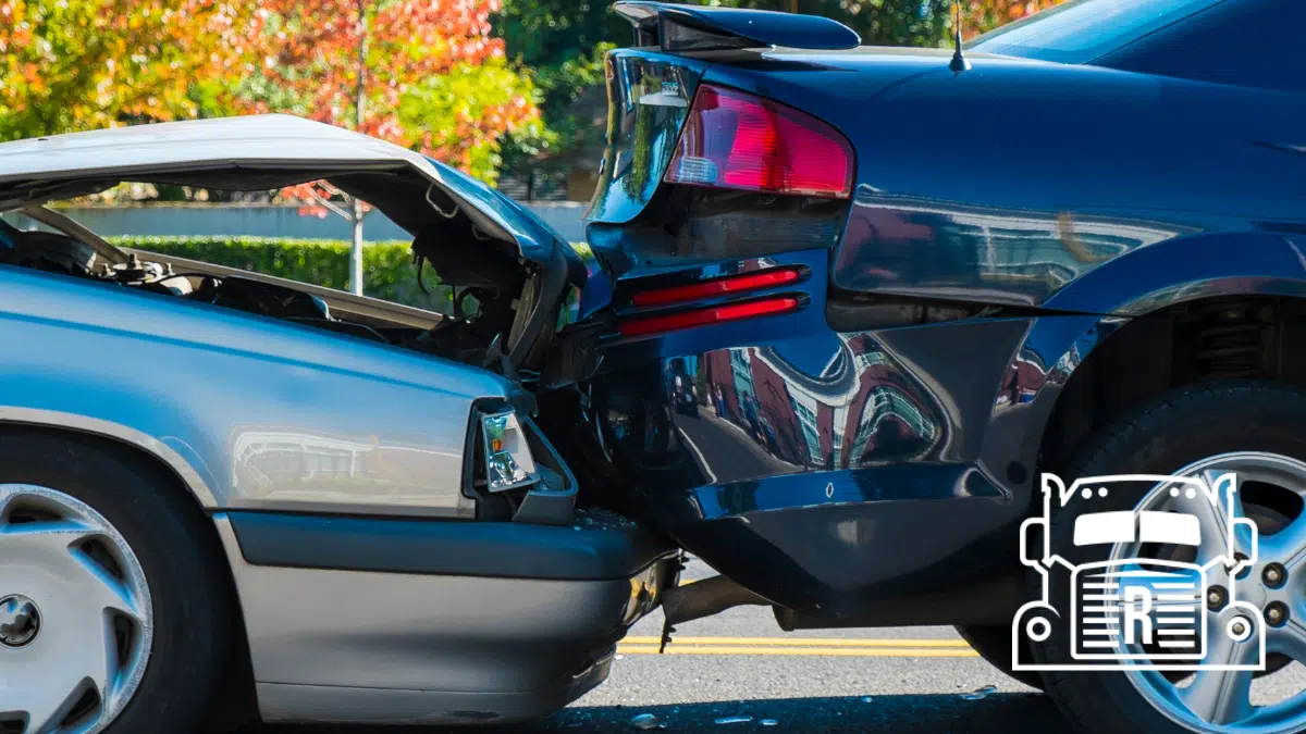 2 cars involved in a rear-end crash