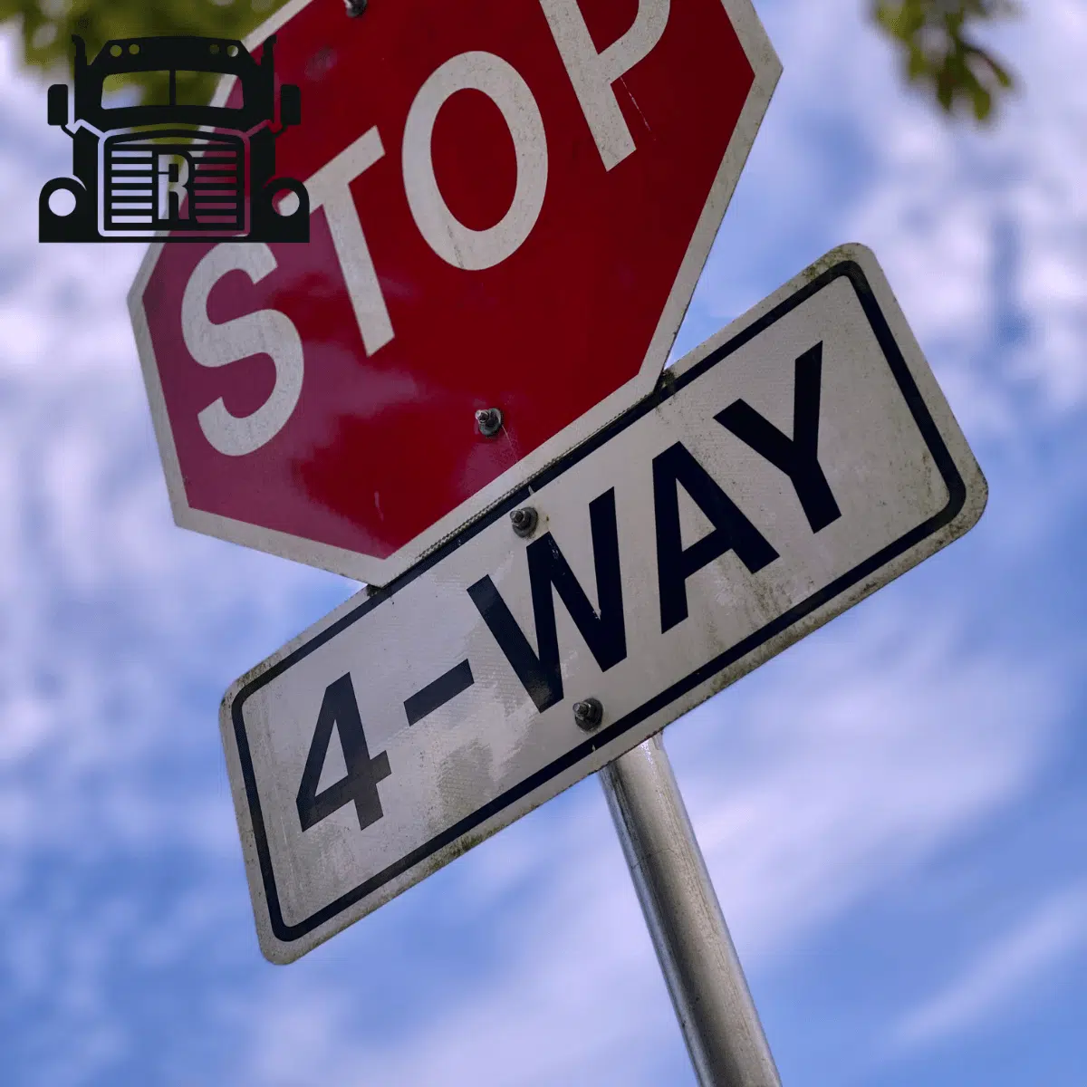 A 4 way stop sign