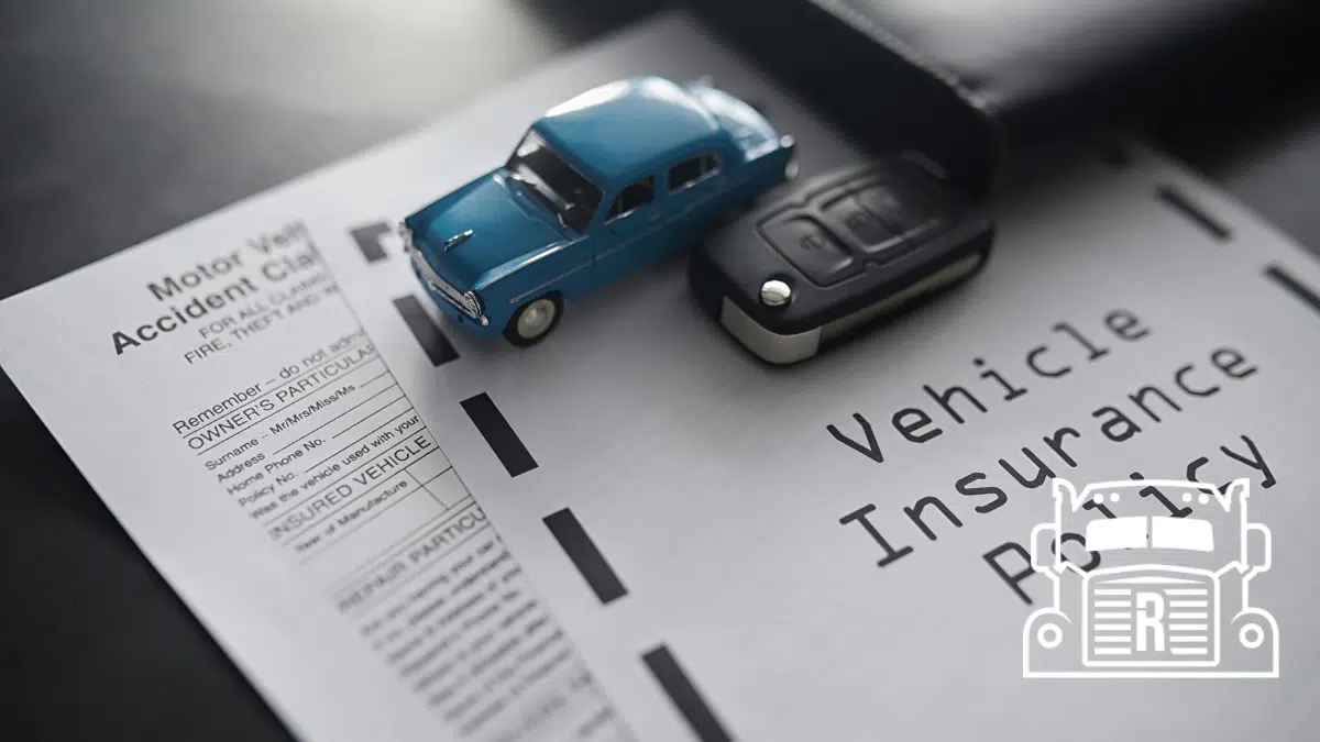 vehicle insurance policy with toy car and key fob
