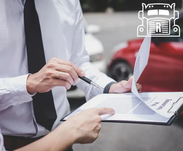 man reading insurance policy after a car crash
