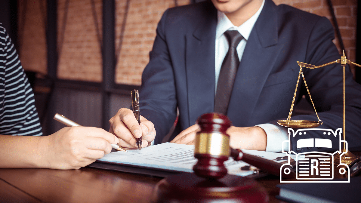 car accident lawyer going over documents with a client