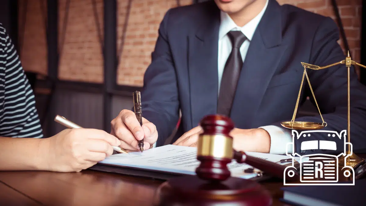 car accident lawyer going over documents with a client