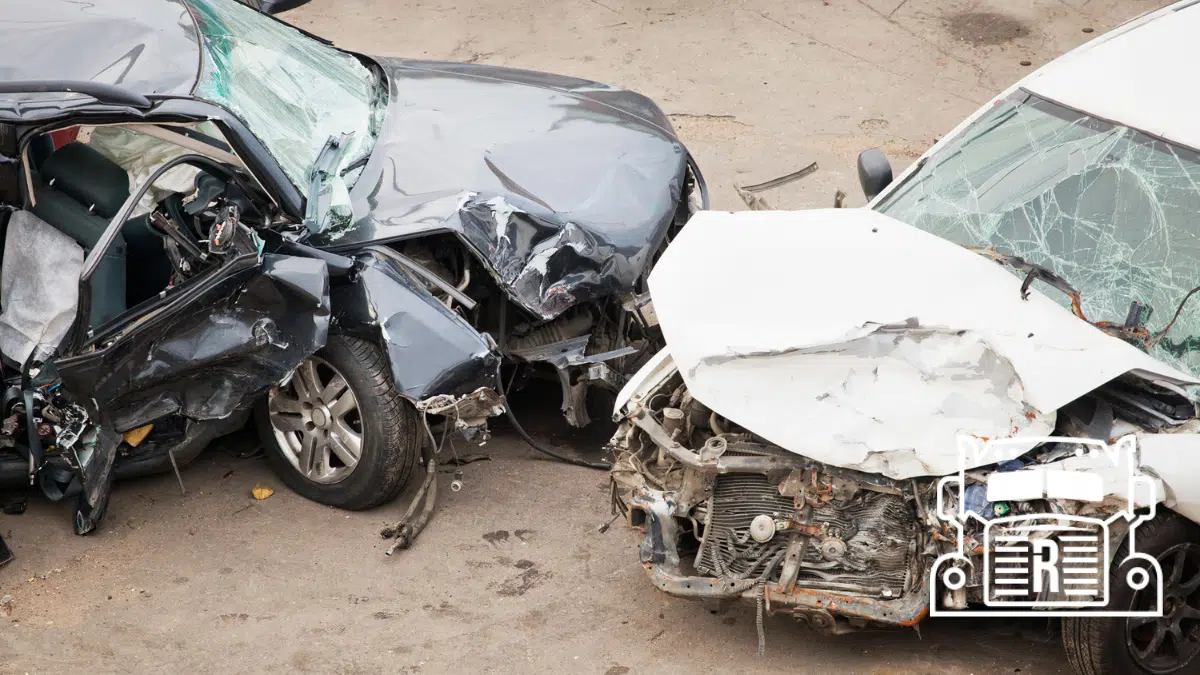 2 cars involved in a car crash
