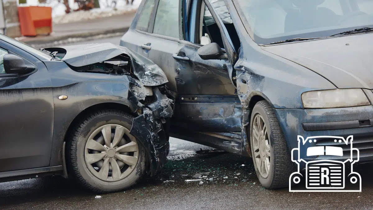 2 cars involved in a t-bone accident