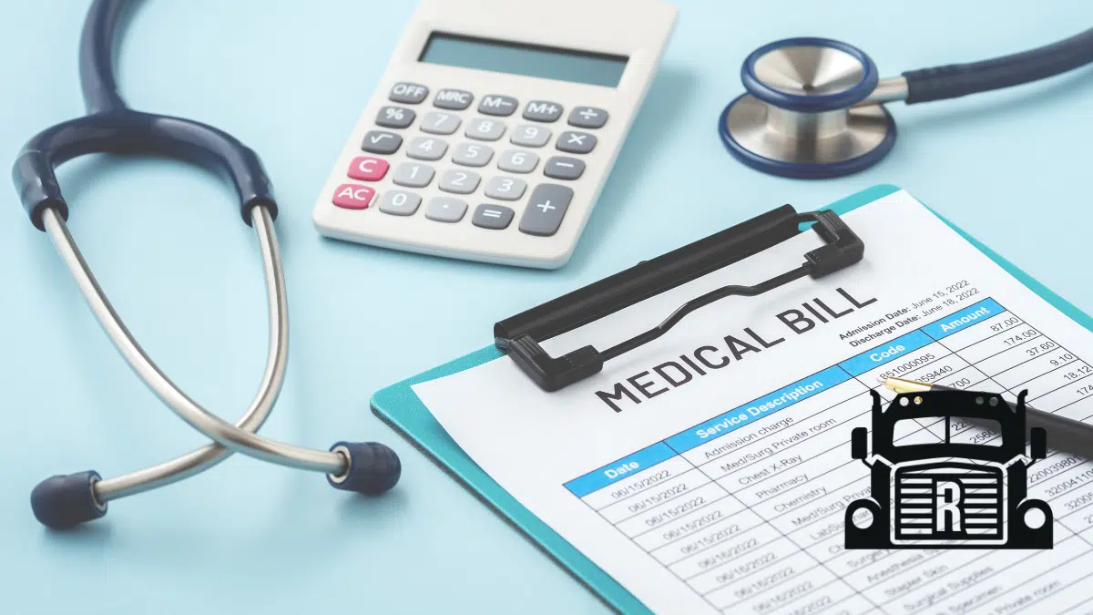 medical bill with calculator and stethoscope