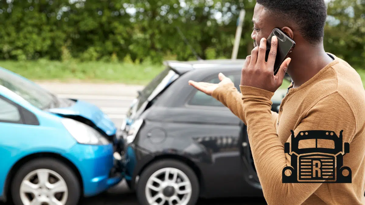 man on the phone discussing a car accident