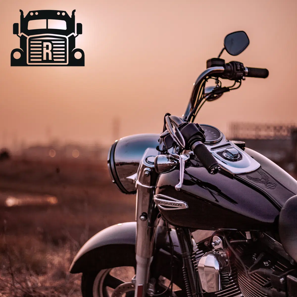 parked motorcycle during sunset